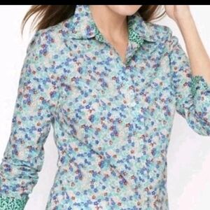Talbots Cotton Multicolor Shirt Ditsy Floral  Reversed Cuffs Button-up Large